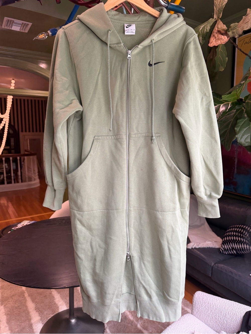 Nike Olive Green Full-Zip Teddy Hoodie Coat